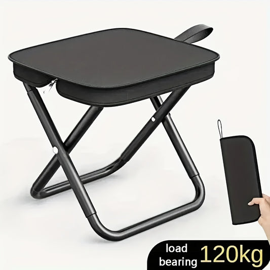 Portable folding chair for teens with iron alloy frame, ideal for outdoor activities. Comes with carry bag.