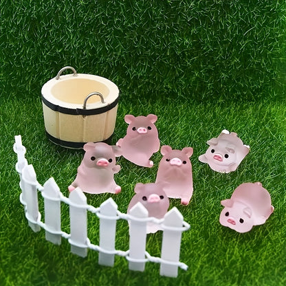 Add some magic to your garden with these 6 mini resin piggy landscape ornaments.