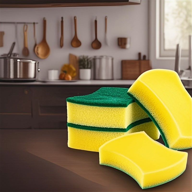 Polyurethane dual-sided dishwashing sponges in a 10, 12 or 24 pack. These strong decontamination cleaning wipes are perfect for use in the kitchen, outdoor spaces, patio, and on furniture. Available in a vibrant yellow-green color.