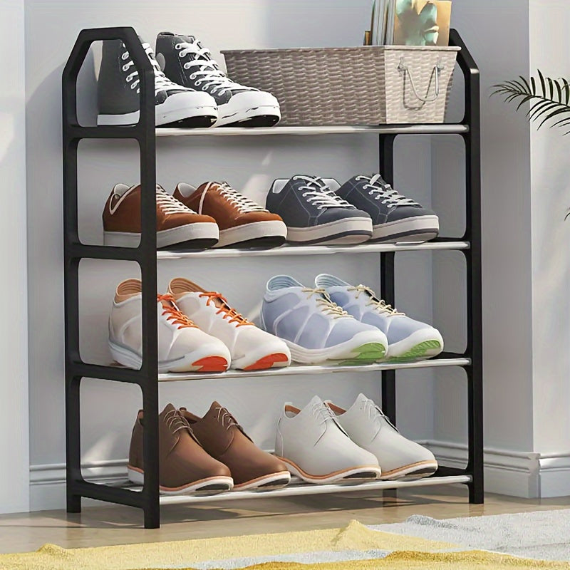 Four-Tier Stackable Shoe Rack - Convenient and Foldable Storage Solution for Any Room