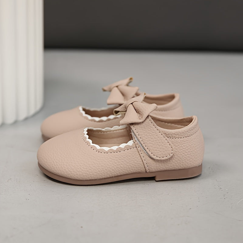 Stylish Solid Color Mary Jane Shoes with Bowknot for Girls, Lightweight Non-slip Flats for All Seasons