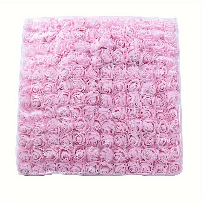 144 Mini foam roses, 2cm in size, ideal for DIY wedding bouquets, scrapbooking, and home decor. Perfect for holidays and Mother's Day.