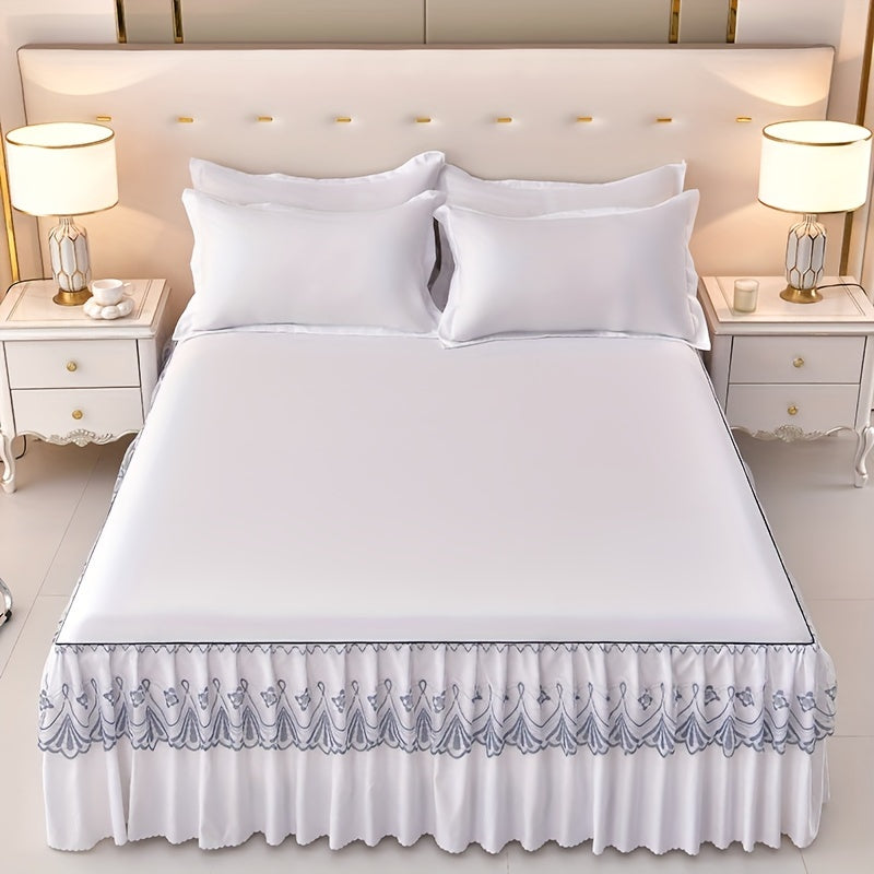 Luxury 3pcs Tassel Lace Bed Skirt Set - Soft, Breathable, Non-Slip, Allergy-Friendly, Machine Washable - Ideal for Bedroom, Guest Room, Hotel Decor.