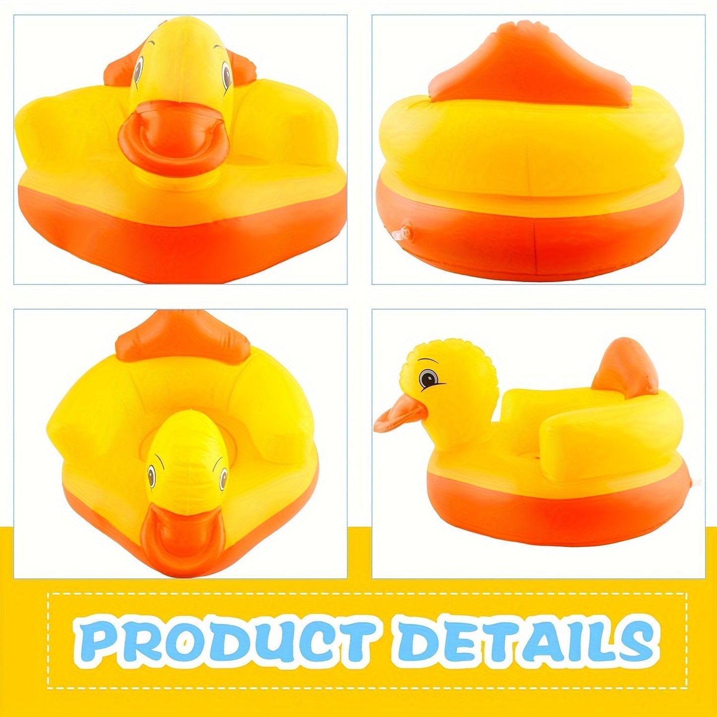 The SUNGDOGIN Yellow Duck Inflatable Youngsters Seat is an ideal choice for 3-month-old babies and toddlers. It is perfect for summer play and learning.