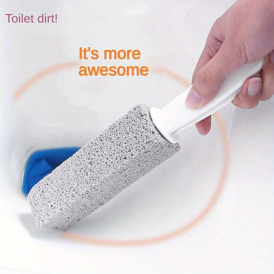 Pumice Cleaning Stone with Handle - One Piece for Bathroom Use. Removes Toilet Bowl Rings, Stains, and Rust Without Needing Electricity or Batteries. Great for Cleaning BBQ Grills and Pool Tiles.