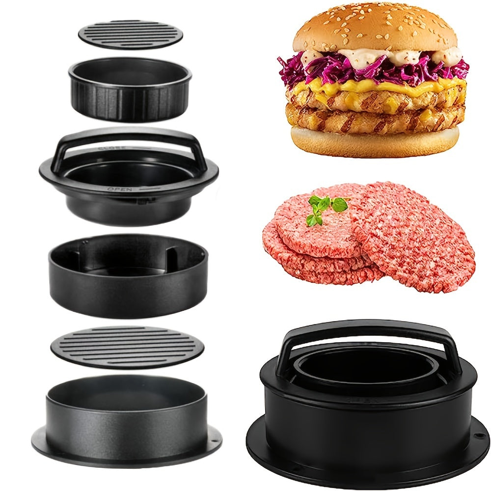 Get ready for the ultimate burger-making experience with the 1pc 3in1 Burger Press! This innovative tool combines a patty press, cheeseburger press, and creative burger press all in one. The non-stick surface makes it easy to create perfect burgers every