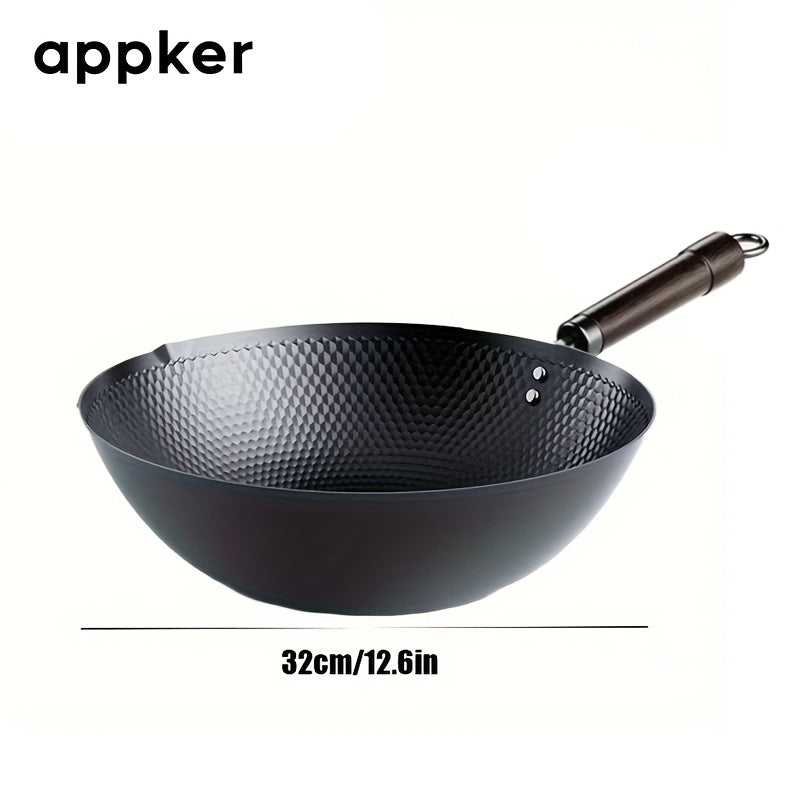 Durable Cast Iron Wok - Ideal for Induction, Electric, and Gas Stoves, Non-Stick Surface, Versatile Cookware for Home and Restaurant Settings