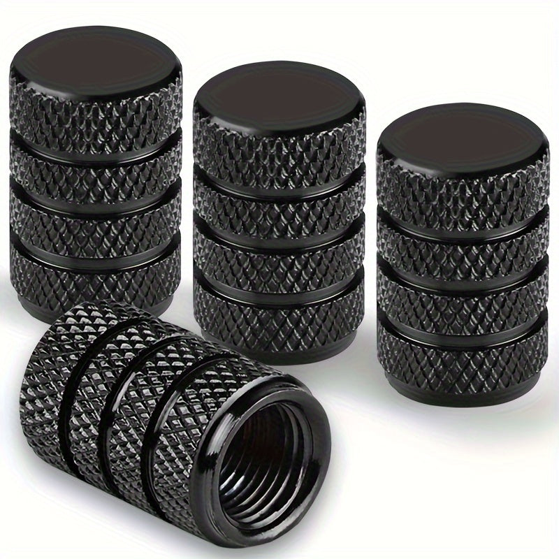 4 aluminum valve caps fit various vehicles, corrosion-resistant.