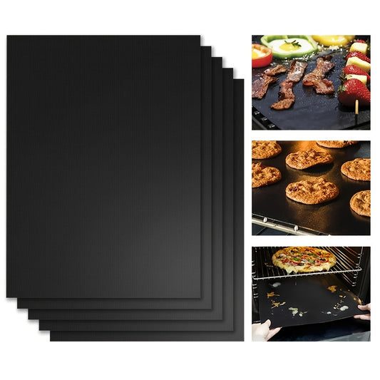 Teflon BBQ Mat Set (1/5/10pcs) with High-Temperature Resistance, Non-Stick, Reusable, Easy to Clean. Suitable for Home, Restaurant, Camping. Works with Electric, Gas, Toaster Ovens, and