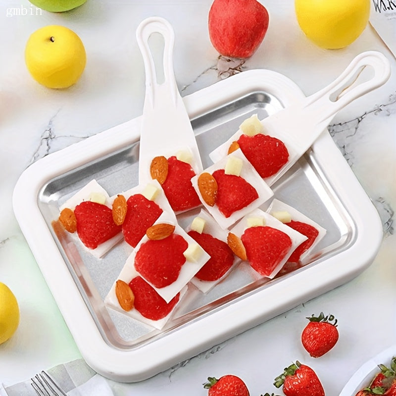 Introducing the GMBIN Homemade Fruit Fried Yogurt Machine - Enjoy Ice Cream Anywhere, Anytime! This plug-free device requires no power supply, making it safe for children to use. Create your own fried yogurt, fried smoothies, and a variety of delicious