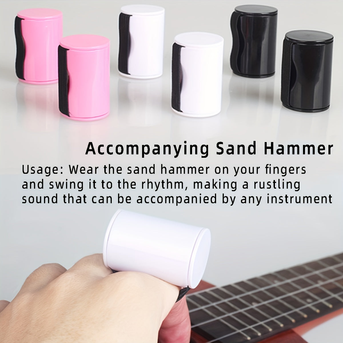 Lanlison Pink Ukulele Finger Sand Hammer- durable ABS material, versatile percussion instrument for guitar & ukulele accompaniment.