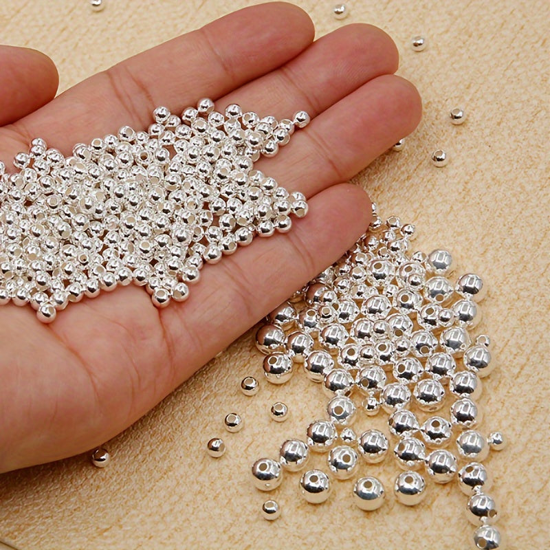 10-40 pieces of genuine 925 Sterling Silver Round Spacer Beads for crafting DIY necklaces and elegant bracelets