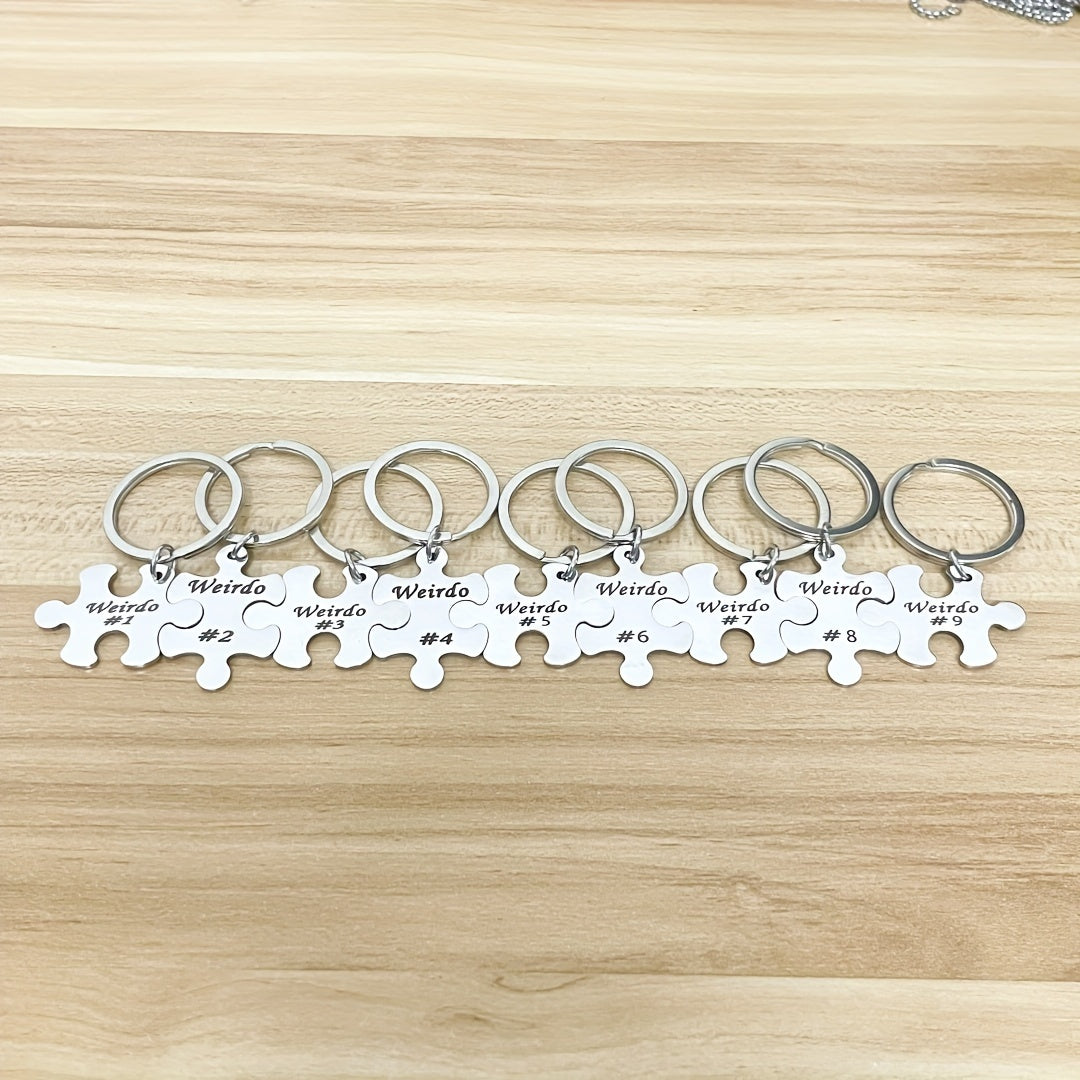 Set of 5, 6, 7, 8, 9, or 10 Engraved Best Friends Keychains - Made of Stainless Steel with Puzzle Design. Ideal for Graduation, Christmas, or any occasion to show appreciation to your BFFs or family. A symbol of enduring friendship that is suitable for