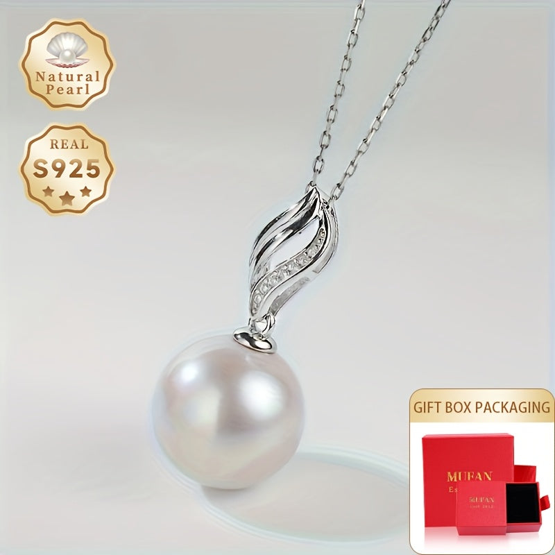 Stay elegant and fresh with the MUFAN freshwater pearl pendant necklace designed for women. Featuring a large 13-14mm natural lustrous pearl with zirconia inlay, this necklace is made of S925 sterling silver. Perfect for June birthdays, this necklace is