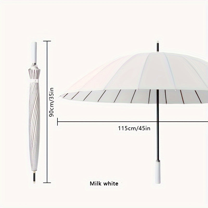 Men's 24-Bone Long Handle Straight Rod Umbrella Home Large Size Reinforced Windproof Business Black Umbrella Special Rain Umbrella.