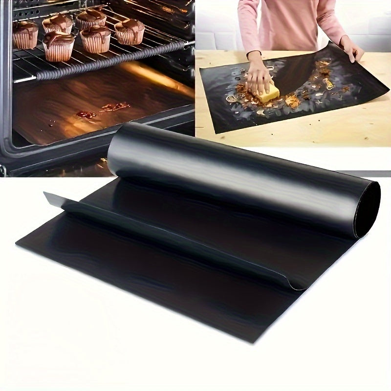 Non-stick oven liner made from glass fiber, suitable for electric and gas ovens and grills, safe for food contact. Ideal for baking and grilling.