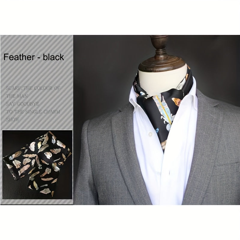 Stylish Men's Scarves: British Vintage Suit Shirt Twill Scarf with Printed Double-layer for Business - Unisex Wraps