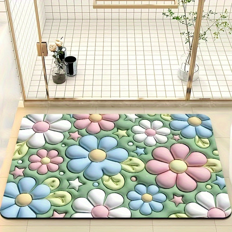 Set of ultra-soft crystal velvet door mats, designed for both the bathroom and entryway. These non-slip and absorbent mats are machine washable and add a touch of home decor to any space.