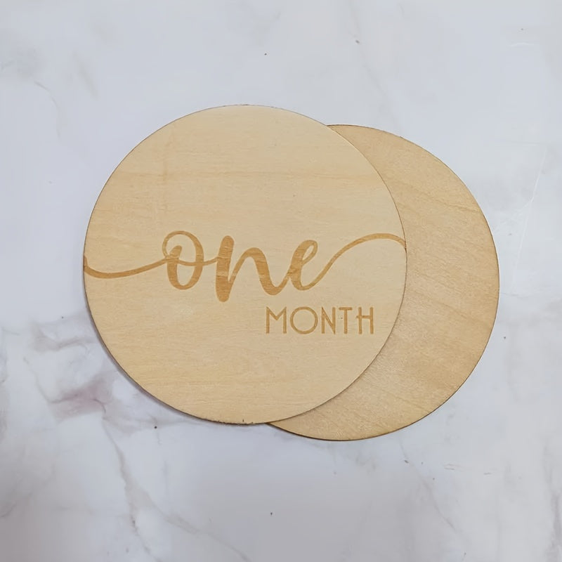 Celebrate Your Baby's Growth with Wooden Milestone Coasters for 1-12 Month Anniversaries