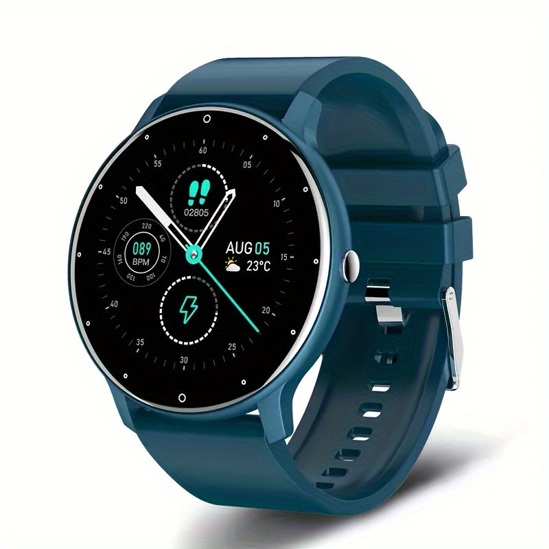 Purspo Smart Watch with call function, wireless 5.2, multi-sport modes, weather forecast, AI voice control, music playback, TFT display, silicone strap, USB charging, 230mAh battery