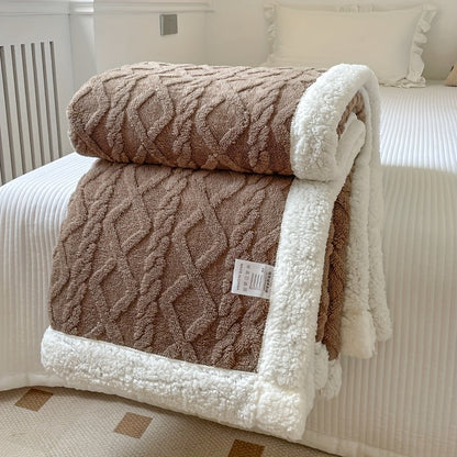 A cozy Double-Sided Fleece Bed Blanket perfect for autumn and winter, also great for staying warm during the summer with its thickened design. Ideal for all seasons and makes a wonderful Christmas gift.