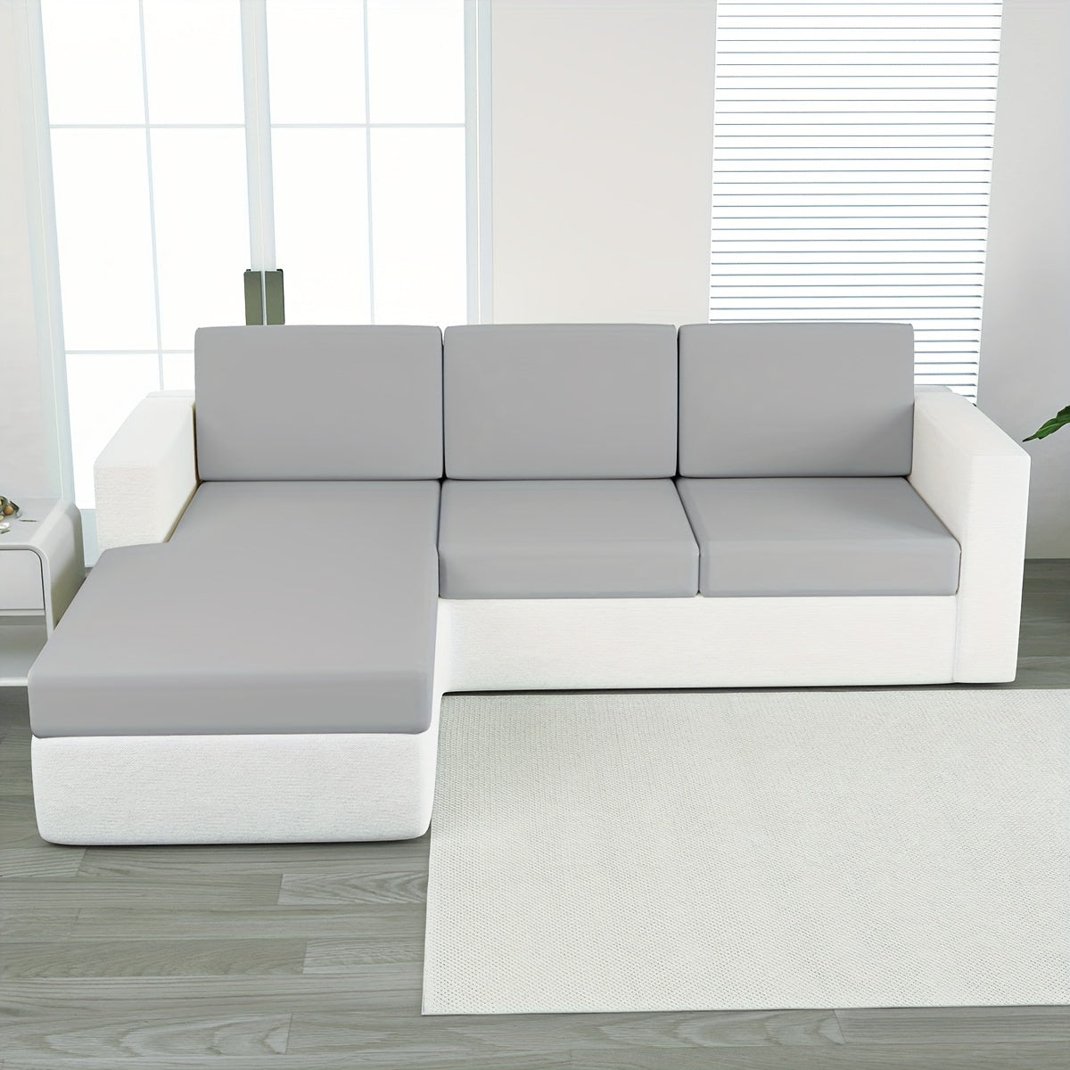 Durable sofa cover in solid color, suitable for pets, dustproof, and machine washable for living room, bedroom, and dining area.