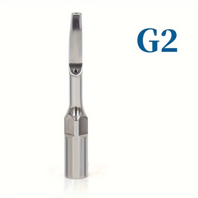 Stainless steel dental cleaner attachment for improved gum health, no battery needed.