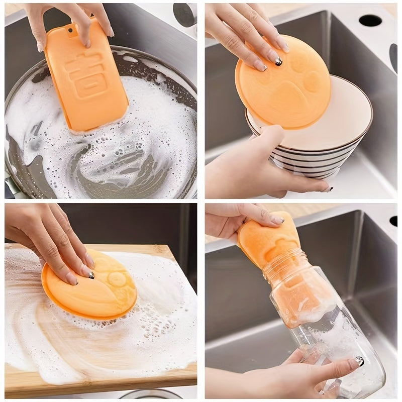 2 Magic Dishwashing Sponges: Thick, double-sided scrubbers with rich foam for quick cleaning.