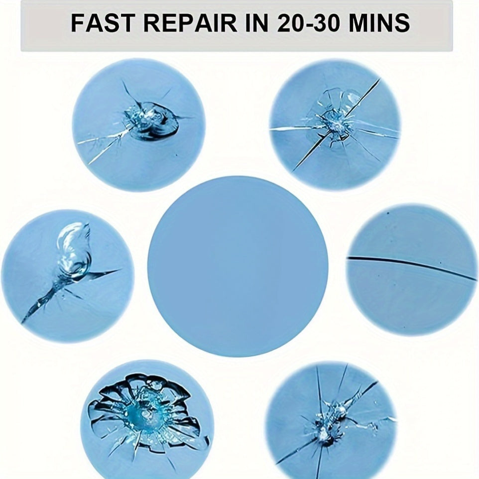 Windshield repair set uses nanofluid technology to fix chips and star-shaped cracks in automotive windshields.