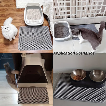 1 Double Layer Cat Litter Mat, Washable EVA Anti-Splashing Trapping Pad for Cleaner Floors - Gray, Cat Litter Catcher