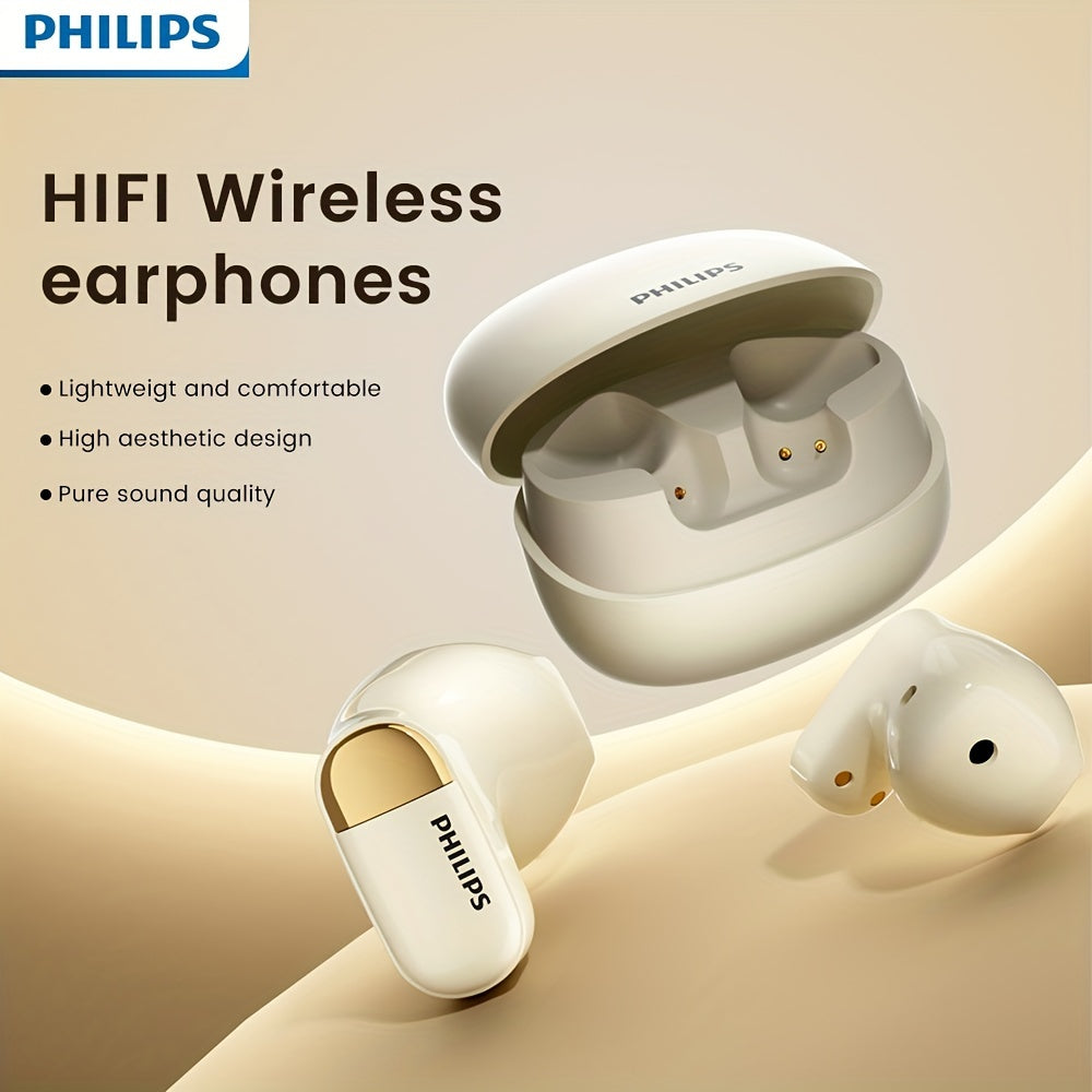 Philips BT5.4 HiFi беспроводные наушники с сенсорным управлением, шумоподавлением для голосовых вызовов и быстрой зарядкой через Type-C. Время работы от батареи 18 часов, совместимы с iPhone и Android. Игровые внутриканальные наушники.