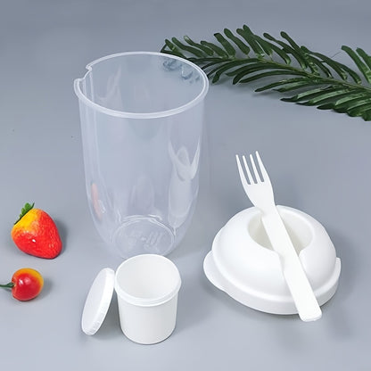 1000ml/33.8oz Healthy Salad Cup Set, BPA-Free Plastic, Oval Shape, Lightweight, with Dressing Holder & Fork. Perfect for Vegetables & Fruits on-the-go, ideal for Running, Picnics, Lunch & Breakfast, and special occasions like Christmas, Thanksgiving