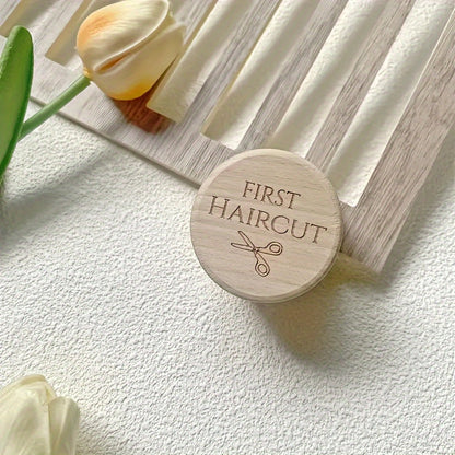 Wooden First Barber Curly Hair Keepsake Set - Ideal for Birthdays, Christmas, Valentine's Day, Easter, and Room Decor - Makes the Perfect Holiday Gift