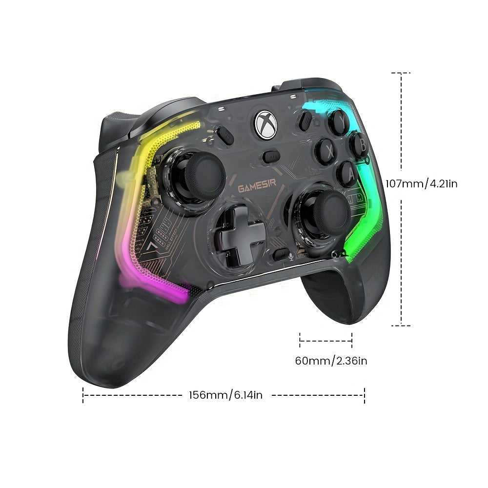 GameSir Kaleid Transparent Wired Controller for Xbox Series X|S, Xbox One, and Windows 10/11 with Hall Effect Joysticks, Hall Trigger, 3.5mm Audio Jack, and RGB Lights.