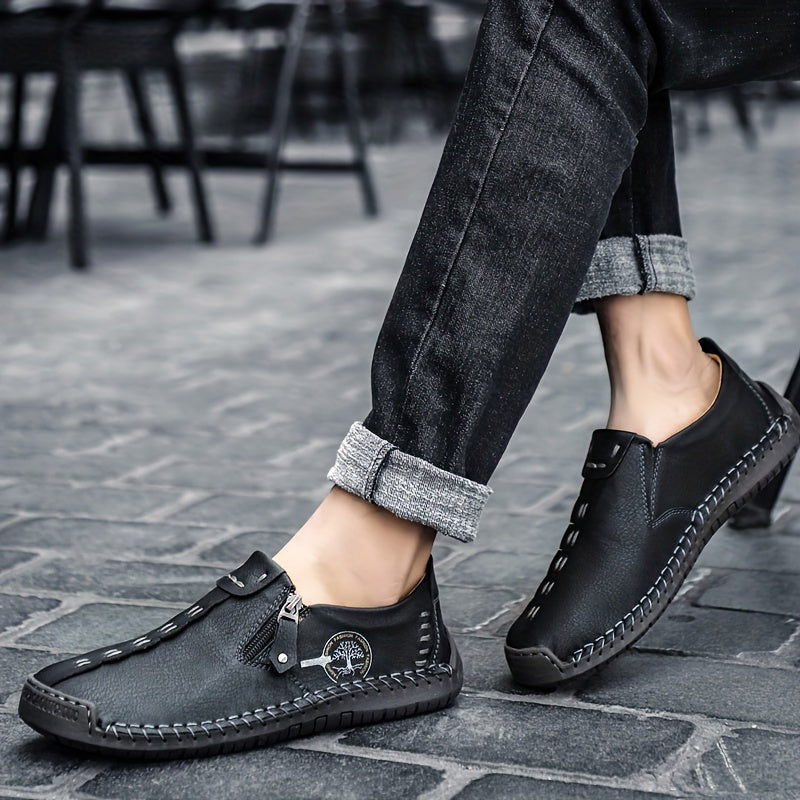 Men's side zipper loafers, comfortable non-slip slip-ons for spring and summer.