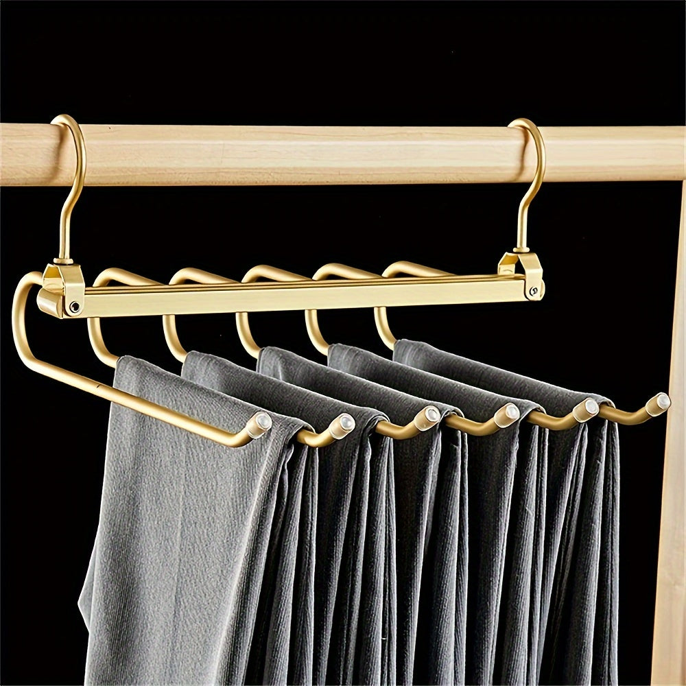 Golden Over-the-Door Metal Hook Rack - Sleek and Space-Saving Design with Multiple Hooks for Hanging Coats, Towels, Bags, and Robes. Organize your Home with this Elegant Foldable Door Hook Organizer, Perfect for Clothes and Accessories.