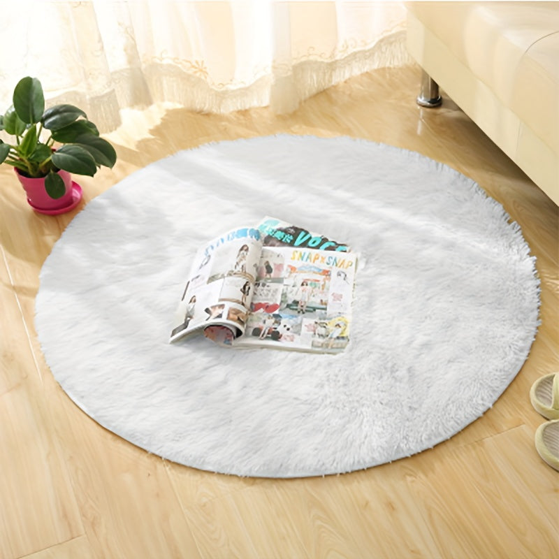 Soft, Non-Slip Plush White Round Area Rug - Perfect for Living Room, Bedroom, and Home Decor - Machine Washable