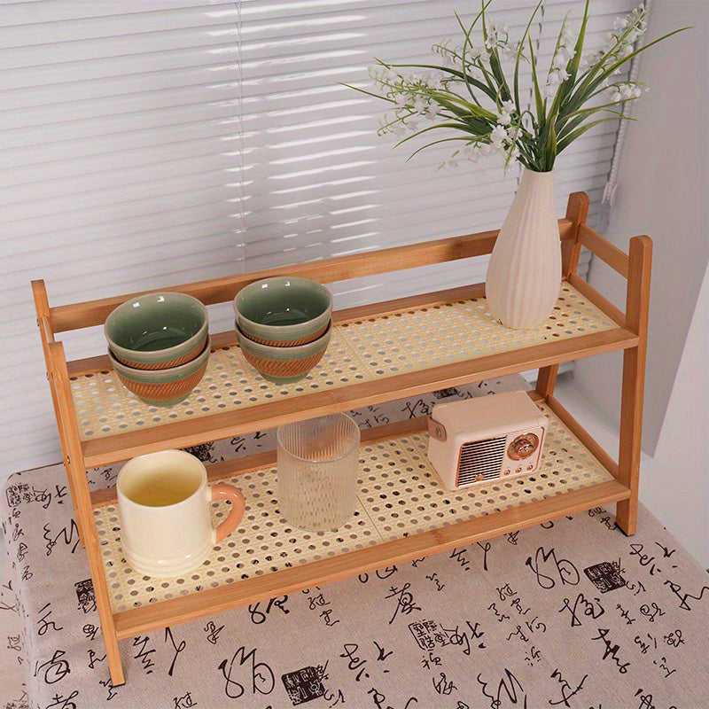 Multi-functional Bamboo Bookshelf and Desk Organizer with Flower Stand and Cup Holder - Perfect for Home and Office Use, Comes in 2 Sizes for Versatile Storage Options