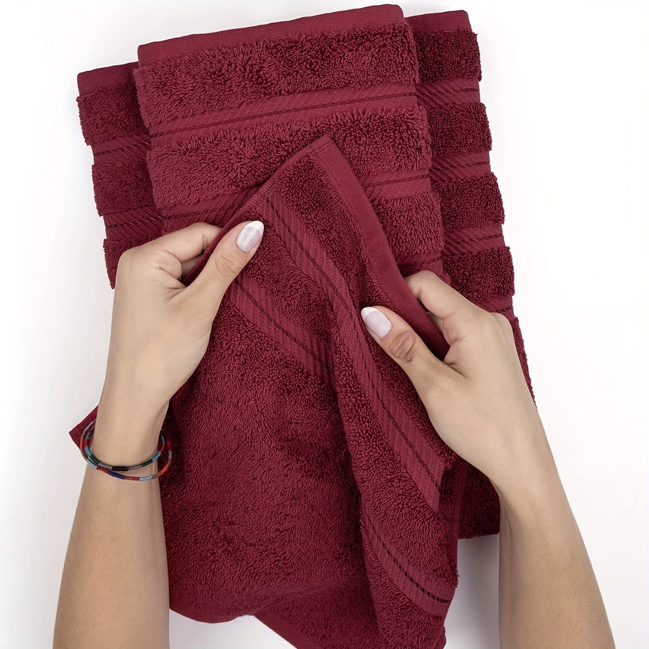 6-piece soft towel set includes 2 bath towels, 2 hand towels, and 2 washcloths in solid color cotton for bathroom, hotel, home, and travel.