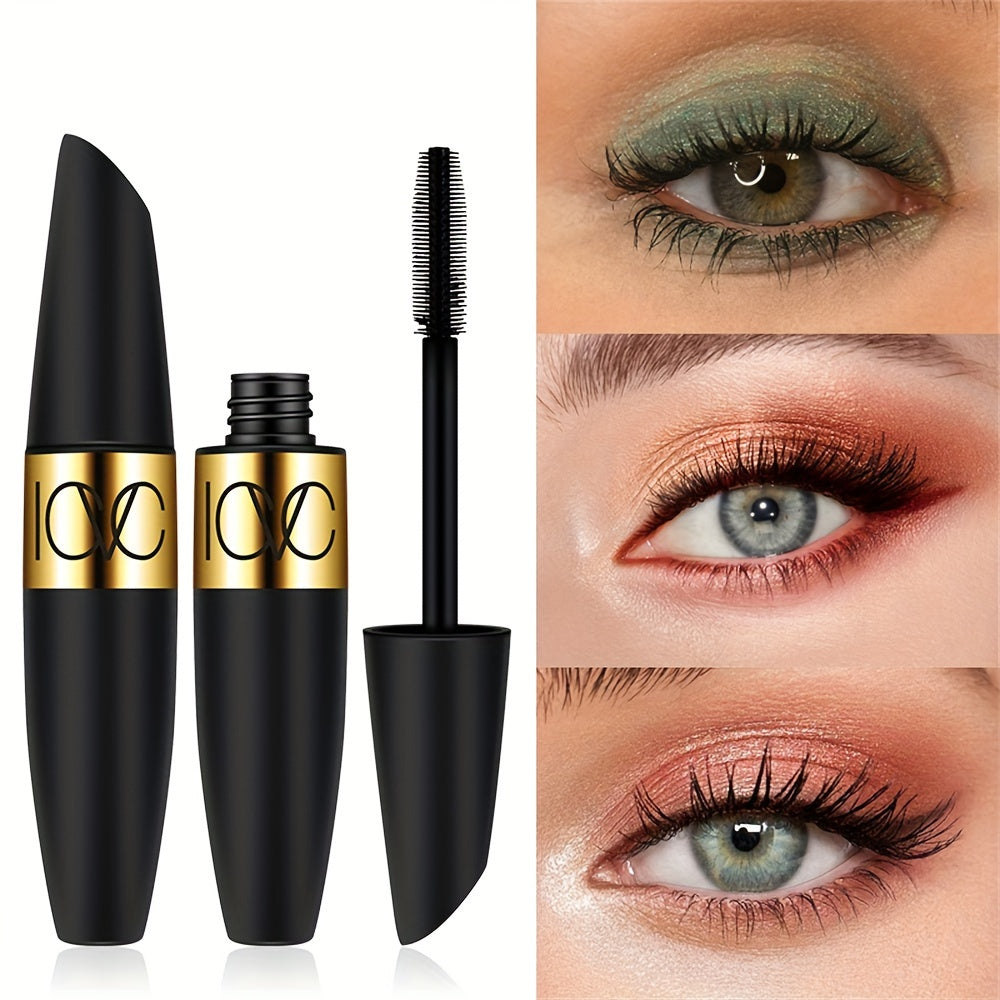 Waterproof mascara that volumizes, curls, and lengthens lashes in intense black for dramatic eyes, with a clump-free formula.