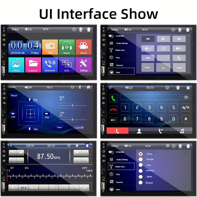 Car stereo with GPS, touch screen, SD-card and USB input, reversing camera, steering wheel control, and customizable backlight colors.