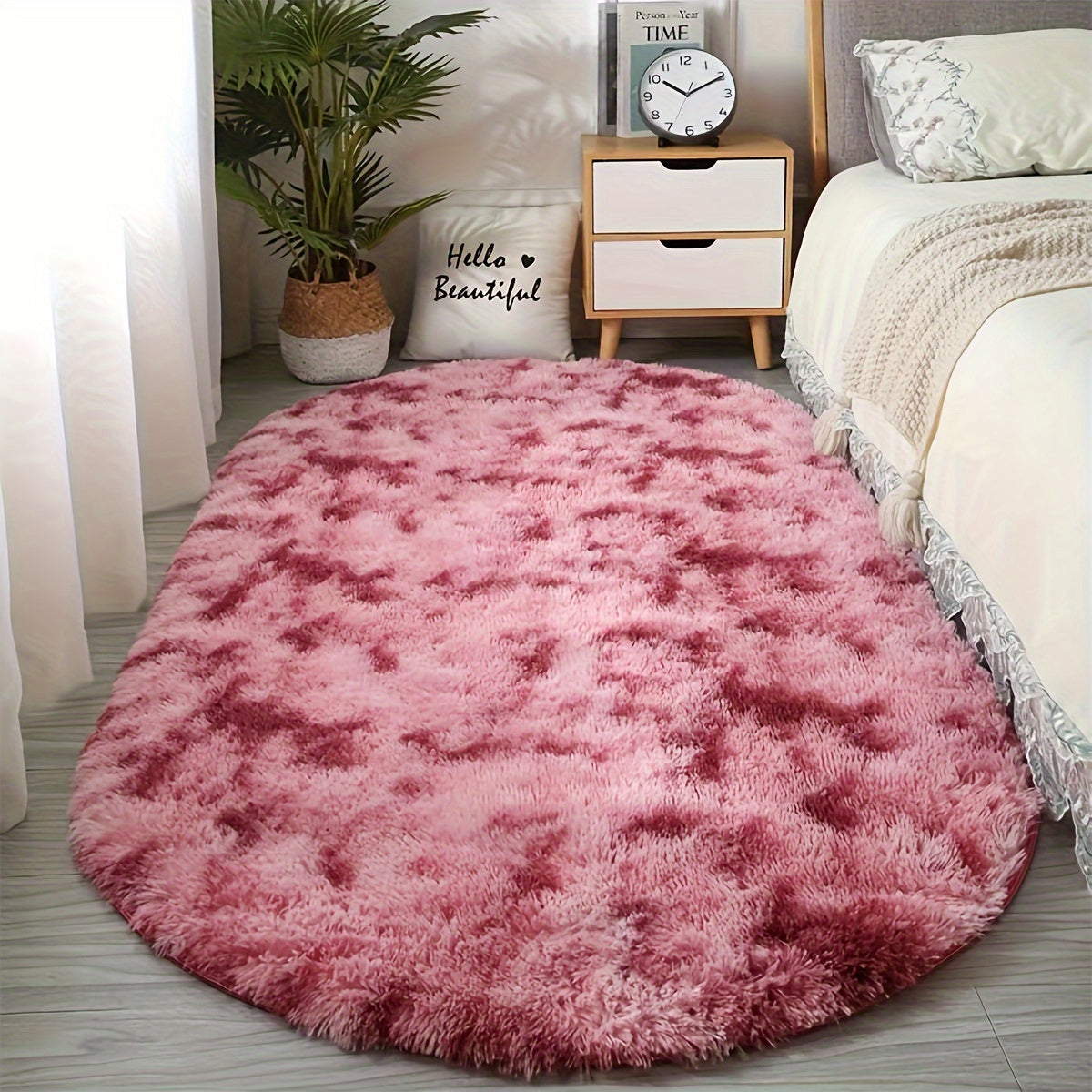 Indulge in Luxury with Our Super Soft Oval Rug - Easily Washable, Non-Slip Plush Mat Perfect for Bedroom, Living Room, and Home Decor. Lightweight and Simple to Maintain, This Rug is an Ideal Gift for Christmas, Halloween, or Thanksgiving.