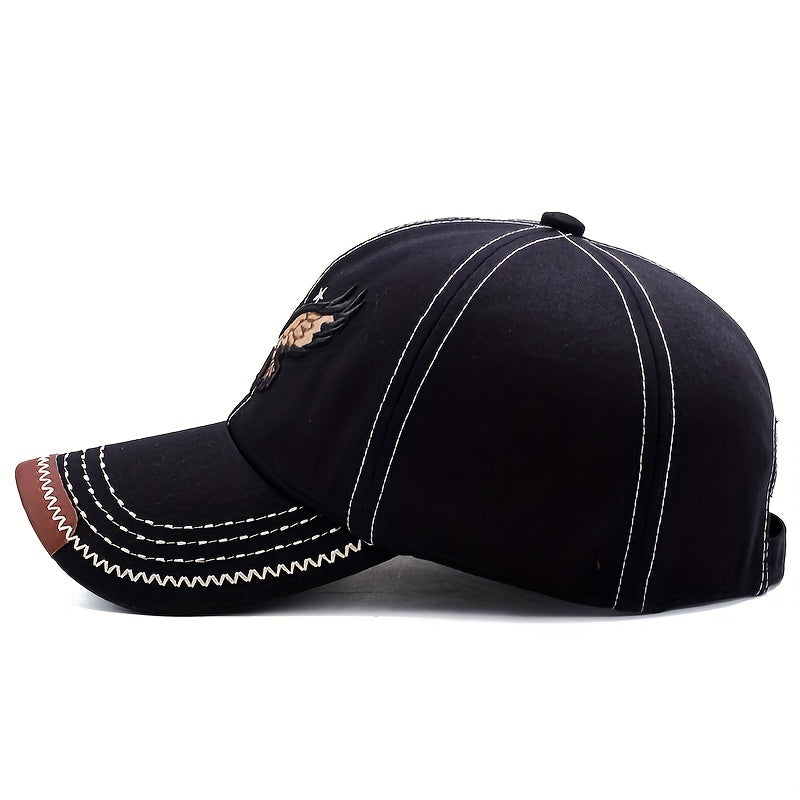 Perfect for outdoor sports, this unisex sunshade baseball cap features an eagle embroidery and breathable fabric. A great gift idea!