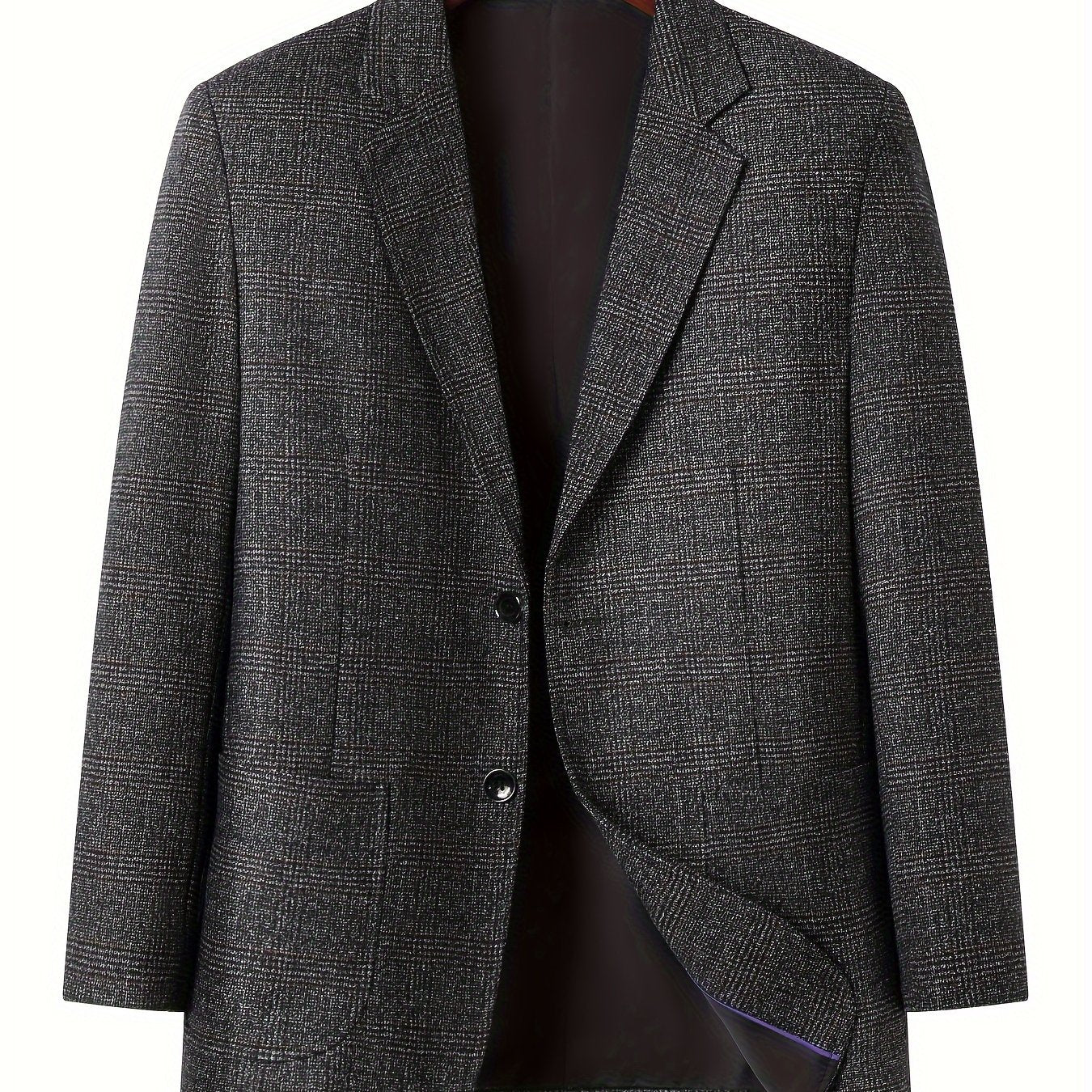 Men's Leisure Fit Classic Plaid Blazer in Polyester for Spring/Fall, Casual & Business-Ready