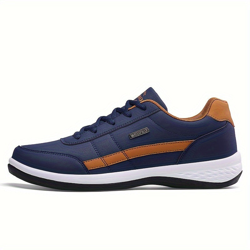 Casual men's walking shoes with ergonomic design, breathable materials, and non-slip sole for outdoor activities.