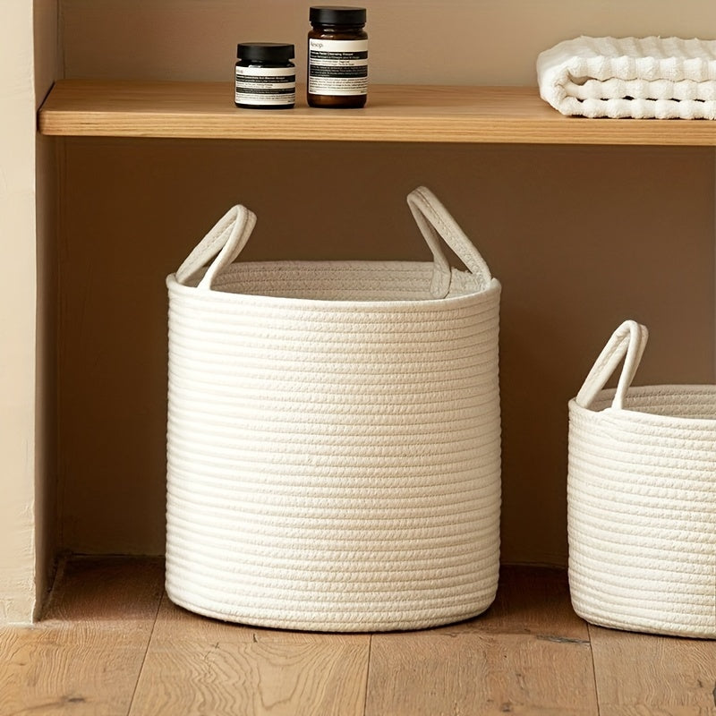 Stylish Round Fabric Laundry Baskets with Convenient Handles - Ideal for Organizing Toys, Snacks, and Clothes - Perfect for Adding a Touch of Style to Any Room