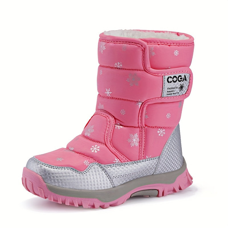 New high-top snow boots with a snowflake design for both men and women.