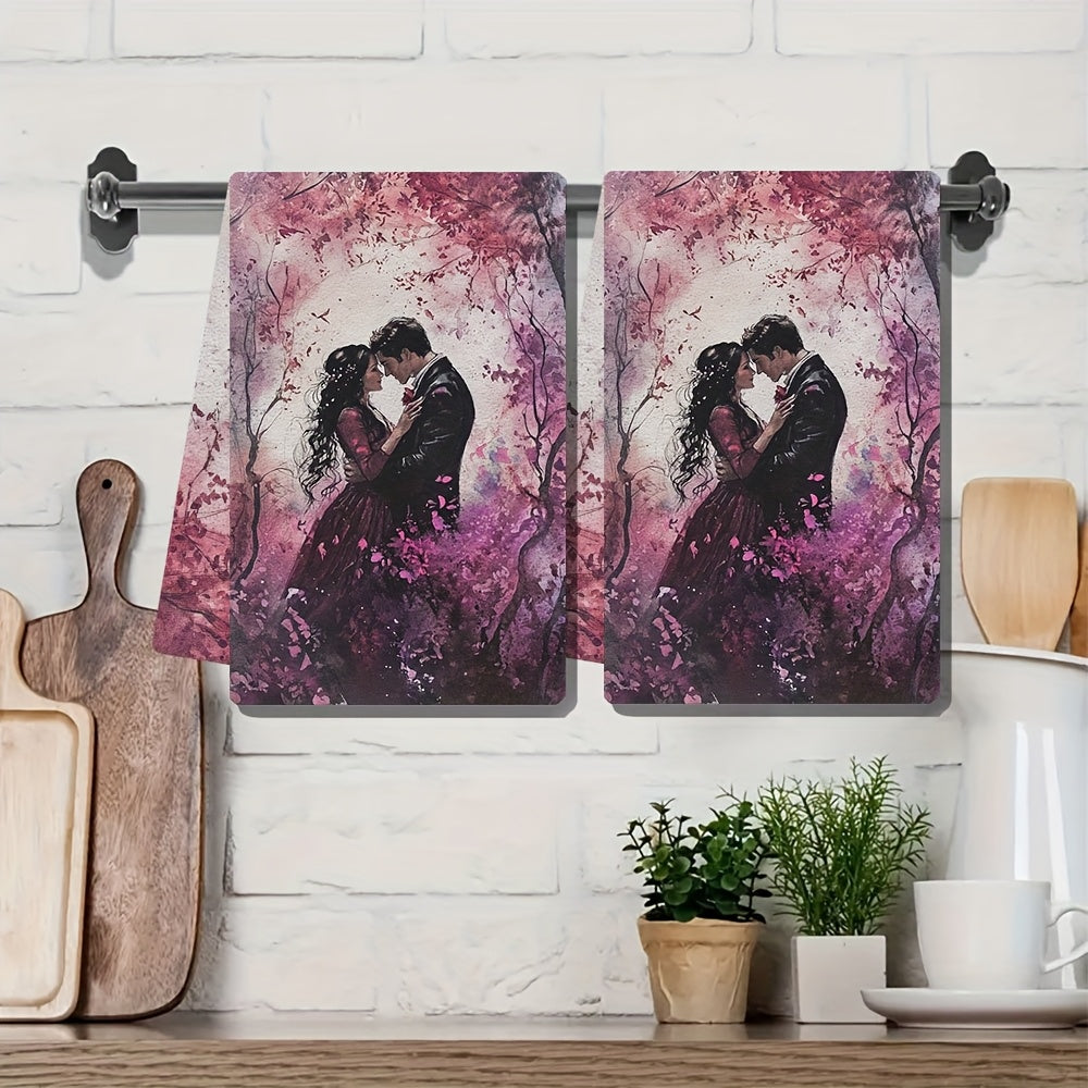 Set the mood in your kitchen with these 2 pieces of Romantic Cherry Blossom Kitchen Towels. These towels are ultra soft and highly absorbent, measuring at 40.64x60.96 cm. They are machine washable and made of polyester, making them durable for everyday