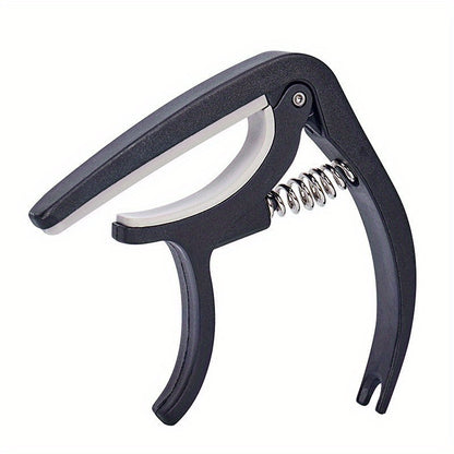 Quick change guitar capo clip for acoustic, classic, electric guitars, and ukulele. Universal adjustable clip.