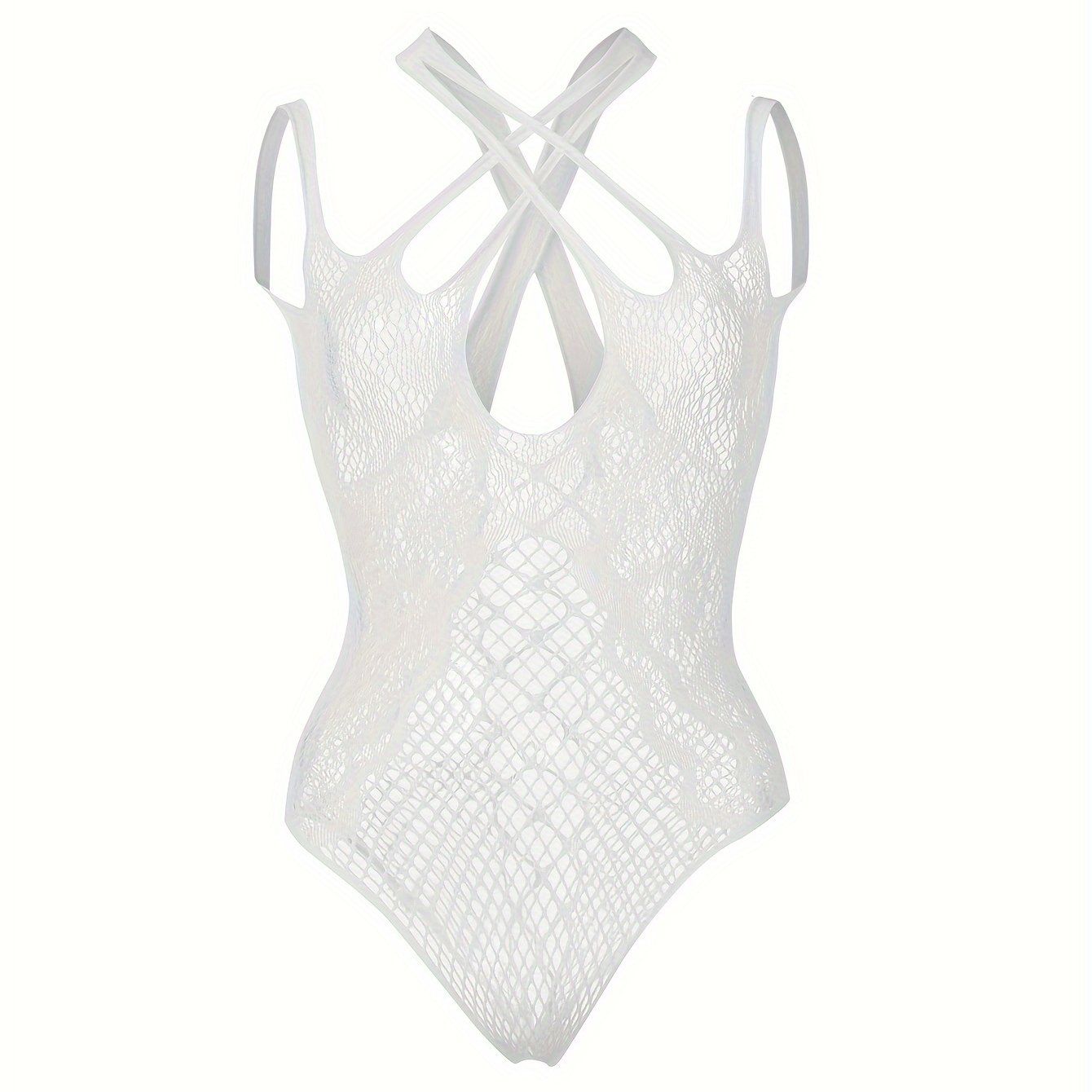 Sophisticated lace and mesh bodysuit for women, featuring sexy cutouts and a low support design.